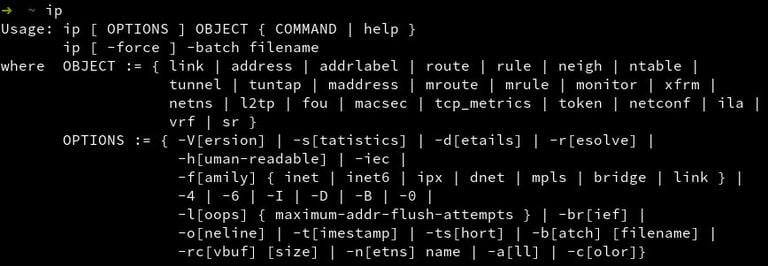 Linux ip Command subcommands