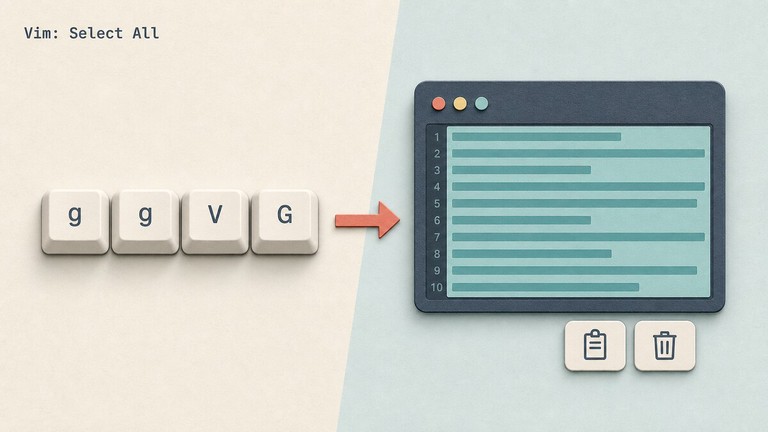 Vim editor with every line selected after pressing g g V G