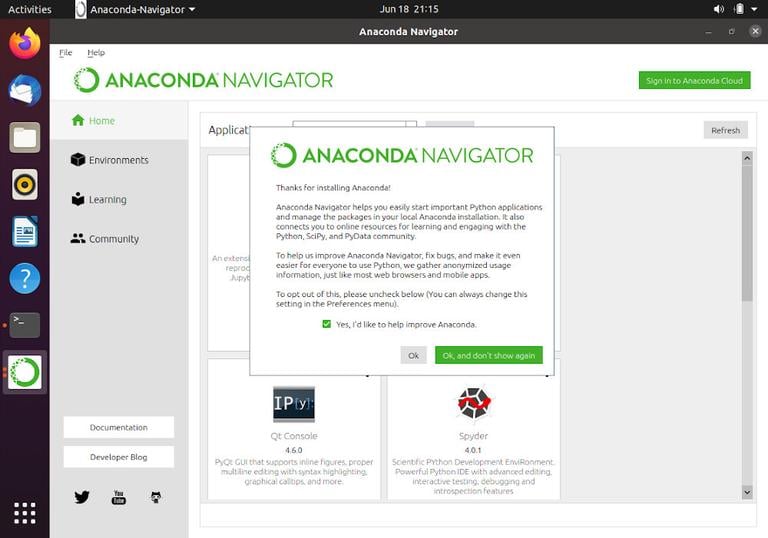 Ubuntu Anaconda Navigator