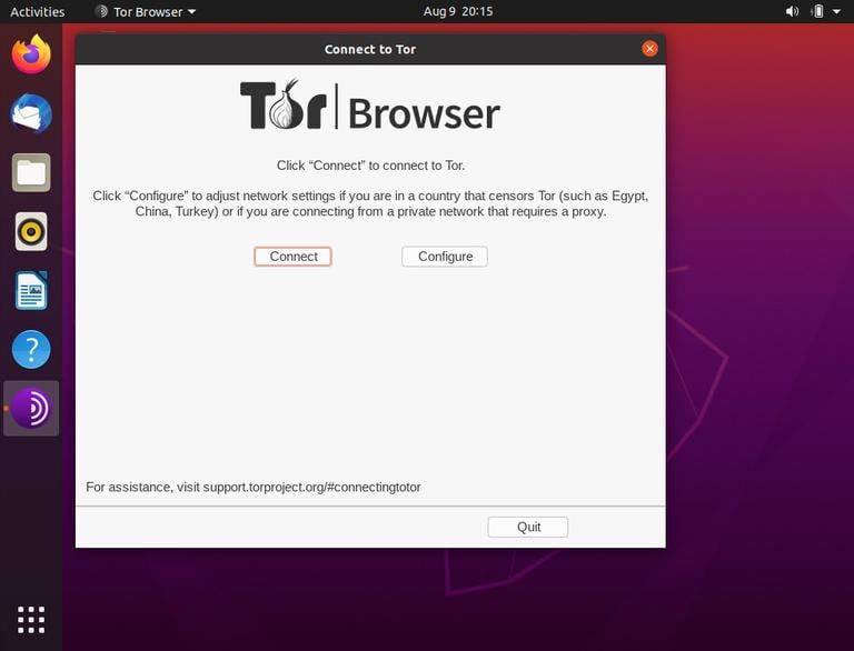Ubuntu Tor Browser settings